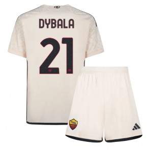 AS Roma Paulo Dybala #21 Koszulka Wyjazdowych Dziecięca 2023-24 Krótki Rękaw (+ Krótkie spodenki)